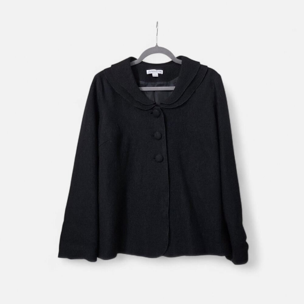 Pendleton Classic Virgin Wool Black Layered Collar Jacket NWT, Women's Large